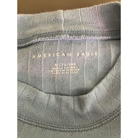 American Eagle mock neck pointelle pattern long sleeve cropped top - Picture 4 of 8